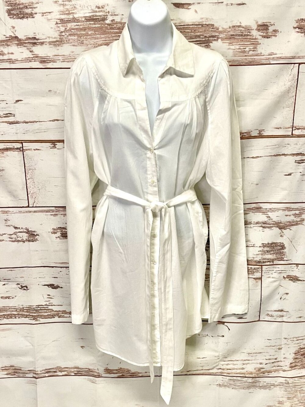 James Perse Cotton Long Sleeve Belted Shirt Dress
